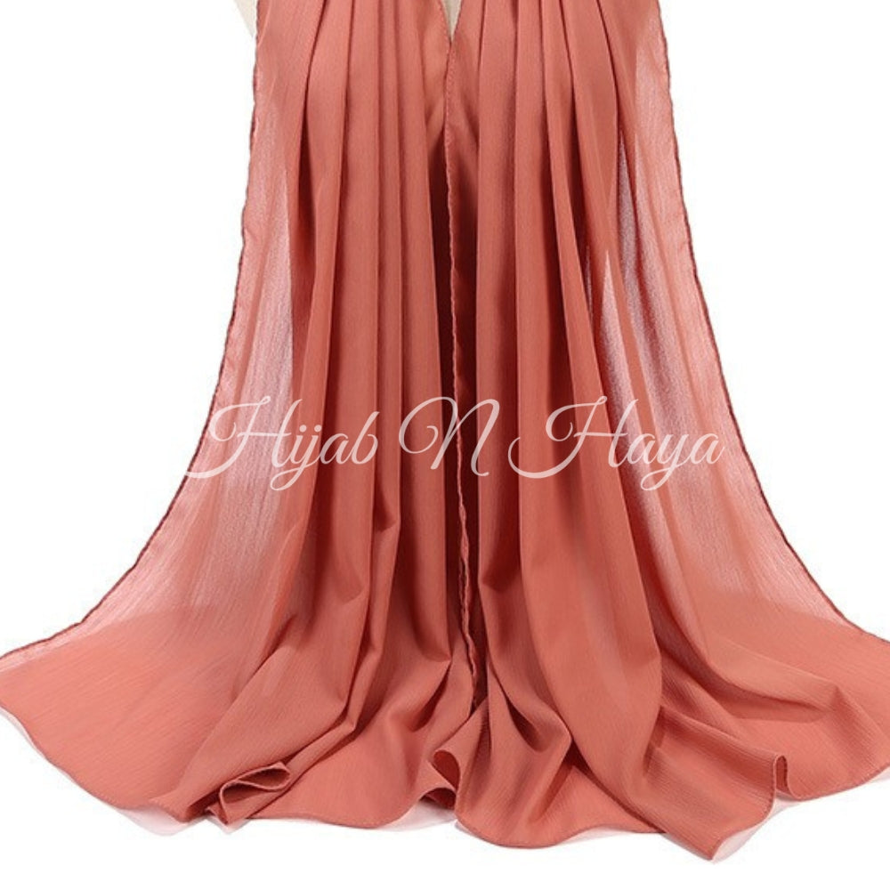 Hijab N Haya Coral pink hijab chiffon hijab